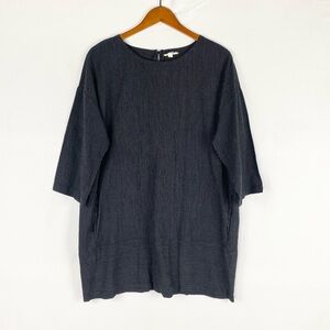 Eileen Fisher Organic Cotton Striped Tunic Size Large Relaxed Fit Long Sleeve